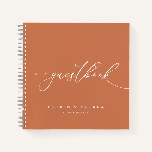 Terracotta Minimalist Wedding Guestbook Notitieboe Notitieboek (Voorkant)
