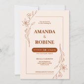 Terracotta Minimalist Wedding Invitation Kaart (Voorkant)