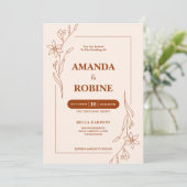 Terracotta Minimalist Wedding Invitation Kaart (Staand voorkant)