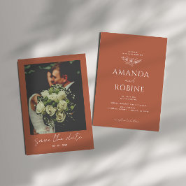 Terracotta Minimalist Wedding Invitation Kaart