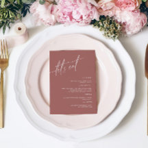 Terracotta Minimalist Wedding Menu Kaart