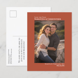 Terracotta Minimalist Wedding Photo Save the Date Aankondigingskaart