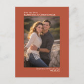 Terracotta Minimalist Wedding Photo Save the Date Aankondigingskaart (Voorkant)