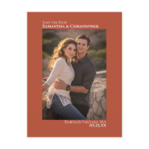 Terracotta Minimalist Wedding Photo Save the Date