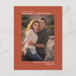 Terracotta Minimalist Wedding Photo Save the Date Aankondigingskaart