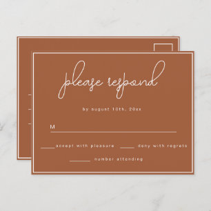 Terracotta Minimalist Wedding RSVP Briefkaart