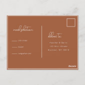 Terracotta Minimalist Wedding RSVP Briefkaart (Achterkant)