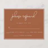 Terracotta Minimalist Wedding RSVP Briefkaart (Voorkant)