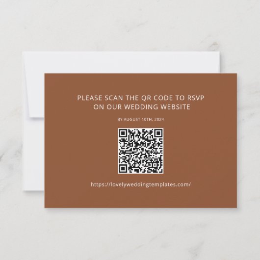 Terracotta Minimalist Wedding RSVP QR Code Kaart Notitiekaartje (Achterkant)