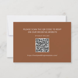 Terracotta Minimalist Wedding RSVP QR Code Kaart Notitiekaartje