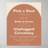 Terracotta Minimalist Wedding Unplugged Ceremony Poster (Voorkant)