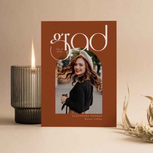 Terracotta minimalistisch 5 boog pic Afstuderen Kaart