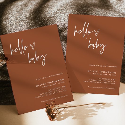 Terracotta Minimalistisch Baby shower | Genderneut Kaart