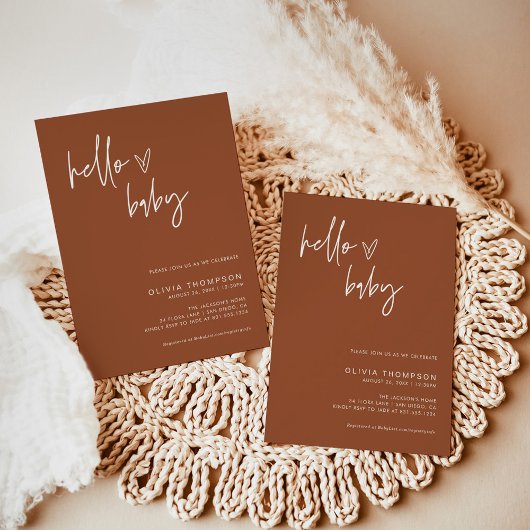 Terracotta Minimalistisch Baby shower | Genderneut Kaart