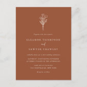 Terracotta minimalistisch boeket QR-code bruiloft Uitnodiging Briefkaart (Voorkant)