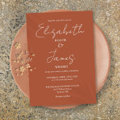 Terracotta Minimalistisch Elegant Script Bruiloft Kaart