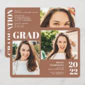 Terracotta minimalistisch modern afstuderen van 3 kaart (Voorkant / Achterkant)