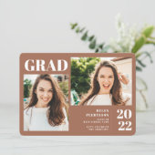 Terracotta minimalistisch modern afstuderen van 3 kaart (Staand voorkant)