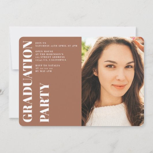 Terracotta minimalistisch modern afstuderen van 3 kaart (Achterkant)