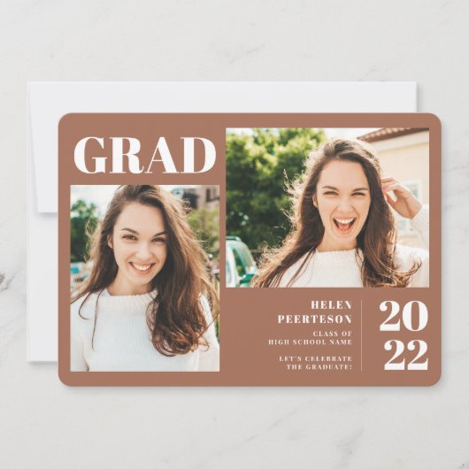 Terracotta minimalistisch modern afstuderen van 3 kaart (Voorkant)