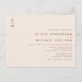 Terracotta minimalistisch monogram QR-code bruilof Uitnodiging Briefkaart (Voorkant)