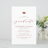 Terracotta Minimalistisch Script Afstuderen Uitnod (Staand voorkant)