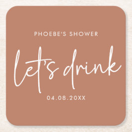 Terracotta Minimalistisch Script Bruidsfeest Onder Kartonnen Onderzetters