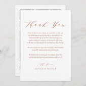 Terracotta minimalistisch script bruiloft foto bedankkaart (Voorkant / Achterkant)