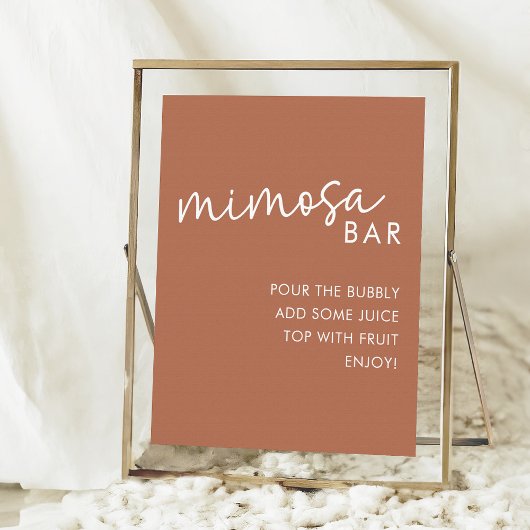 Terracotta Minimalistisch Script Douche Mimosa Bar Poster