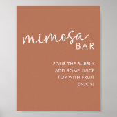 Terracotta Minimalistisch Script Douche Mimosa Bar Poster (Voorkant)