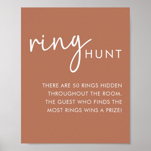 Terracotta Minimalistisch Script Douche Ring Hunt Poster (Voorkant)