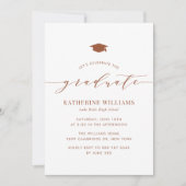 Terracotta Minimalistisch Script Graduation Party Kaart (Voorkant)