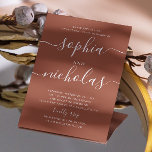 Terracotta minimalistisch script herfst verlovings kaart<br><div class="desc">Eenvoudige minimalistische scriptverlovingsfeestuitnodiging in de tinten van terracotta,  roestbruin,  aardetinten kleuren voor herfst / herfstbruiloft. Neem contact met me op als je nog meer objecten nodig hebt.</div>