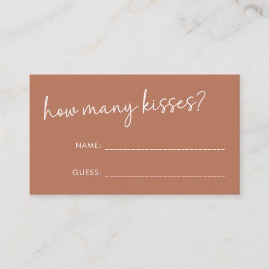 Terracotta minimalistisch script hoeveel kussen sp informatiekaartje (Voorkant)