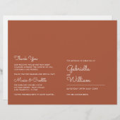 Terracotta minimalistisch script huwelijksprogramm (Voorkant / Achterkant)