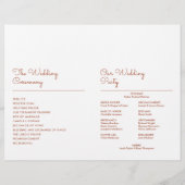 Terracotta minimalistisch script huwelijksprogramm (Achterkant)