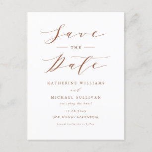 Terracotta Minimalistisch Script QR Code Save the  Briefkaart