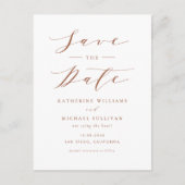 Terracotta Minimalistisch Script QR Code Save the  Briefkaart (Voorkant)