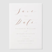 Terracotta Minimalistisch Script Trouwkaart Save T Vellum Uitnodigingen (Voorkant)
