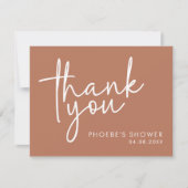 Terracotta minimalistisch script Vrijgezellenfeest Bedankkaart (Voorkant)