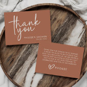 Terracotta minimalistisch script Vrijgezellenfeest Bedankkaart