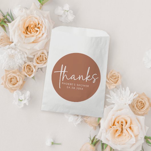 Terracotta minimalistisch script Vrijgezellenfeest Bedankzakje