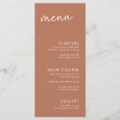 Terracotta minimalistisch script Vrijgezellenfeest Menu (Voorkant)
