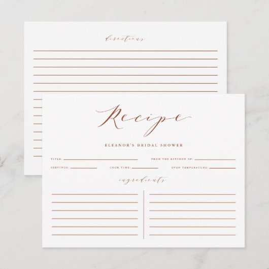 Terracotta Minimalistisch Vrijgezellenfeest Recept Briefkaart (Voorkant / Achterkant)