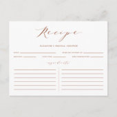 Terracotta Minimalistisch Vrijgezellenfeest Recept Briefkaart (Voorkant)