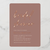 Terracotta | Minimalistisch Vrijgezellenfeest scri Folie Uitnodiging (Voorkant)