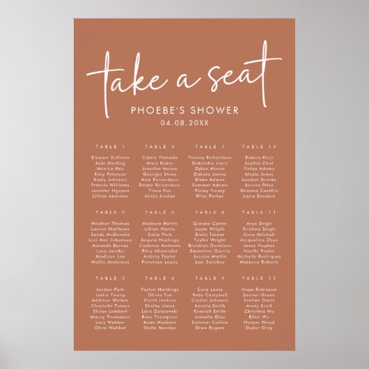 Terracotta Minimalistisch Vrijgezellenfeest Zitkaa Poster (Voorkant)