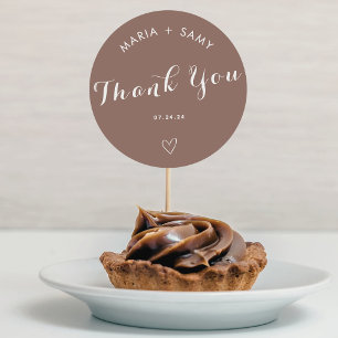 Terracotta minimalistische bohemian dank u bruilof ronde sticker