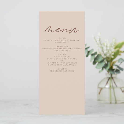 Terracotta Minimalistische Boho Elegante moderne b Menu (Staand voorkant)