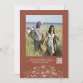 Terracotta minimalistische Boho QR code foto bruil Kaart (Achterkant)